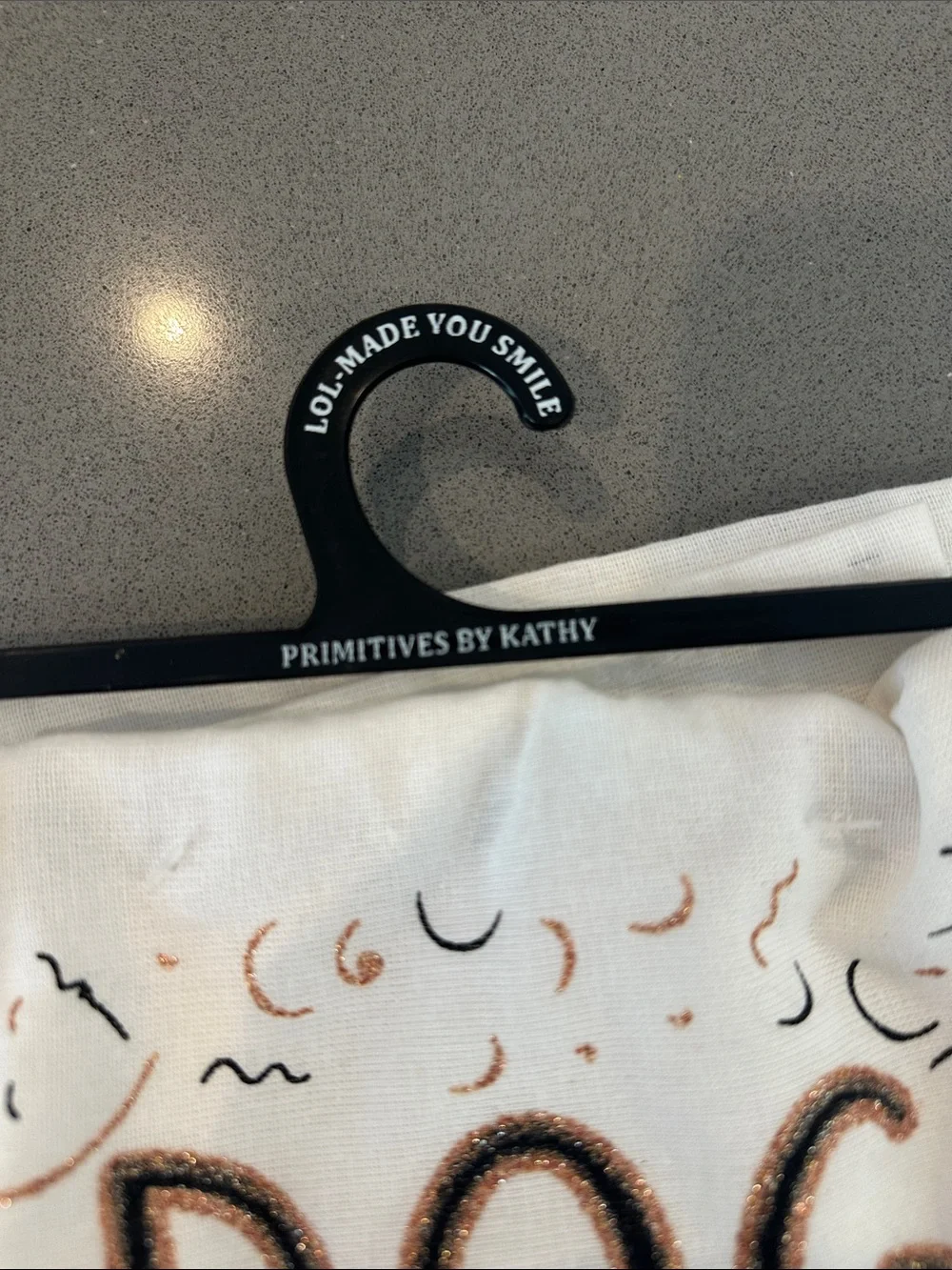 NWT Primitives by Kathy White Kitchen Towel with Bronze and Black Dog Design